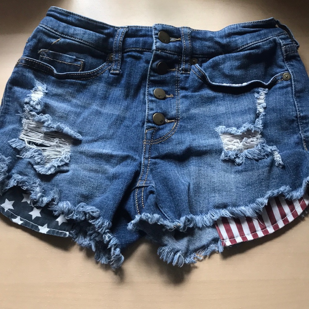 High rise denim shorts